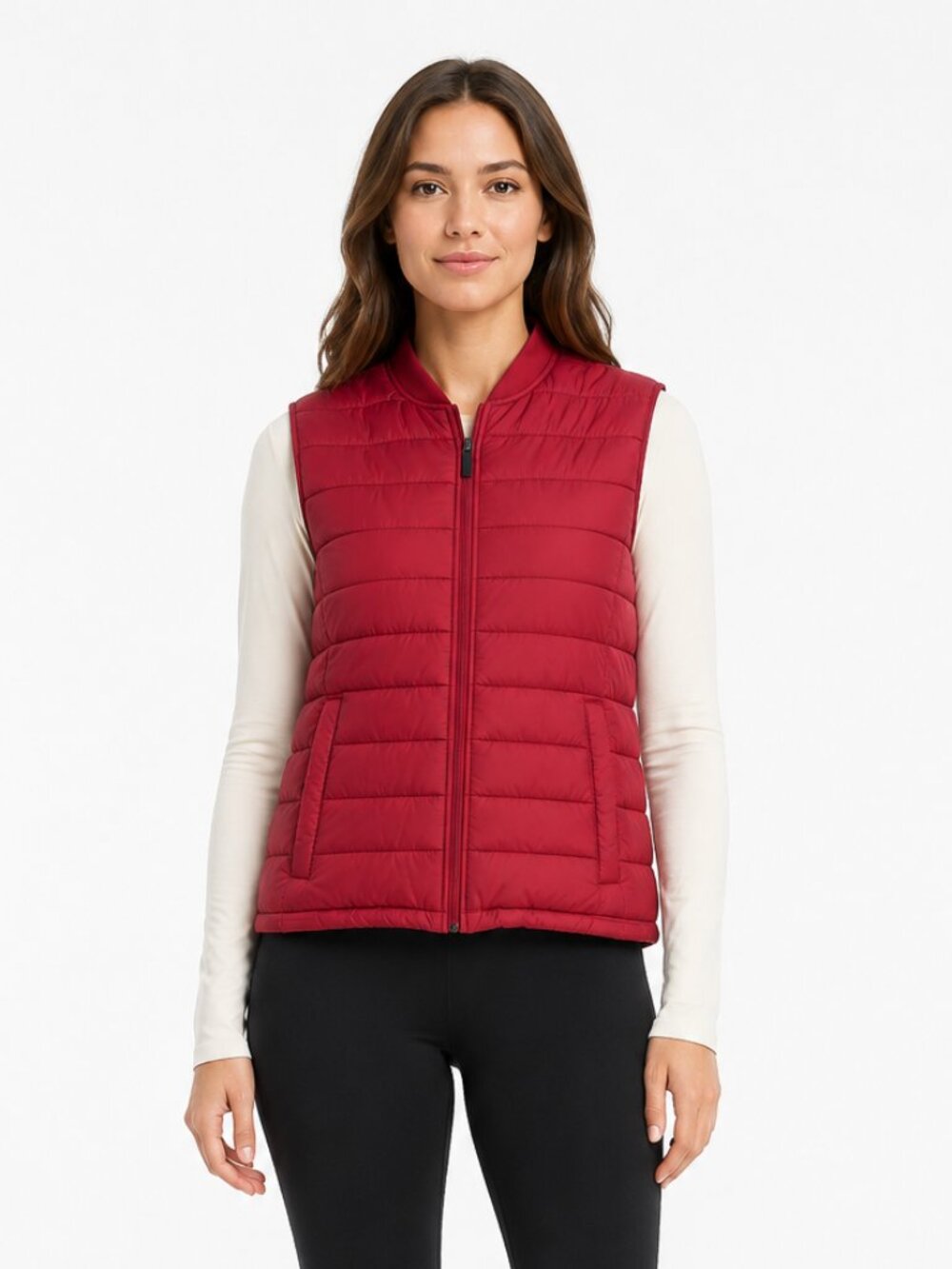 Zara Red Lightweight Quilted Puffer Vest Small